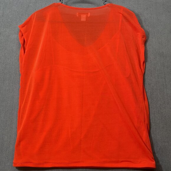 Coldwater Creek Womens Red Pleated V-Neck Top Blouse Size Large (14) - Picture 2 of 11